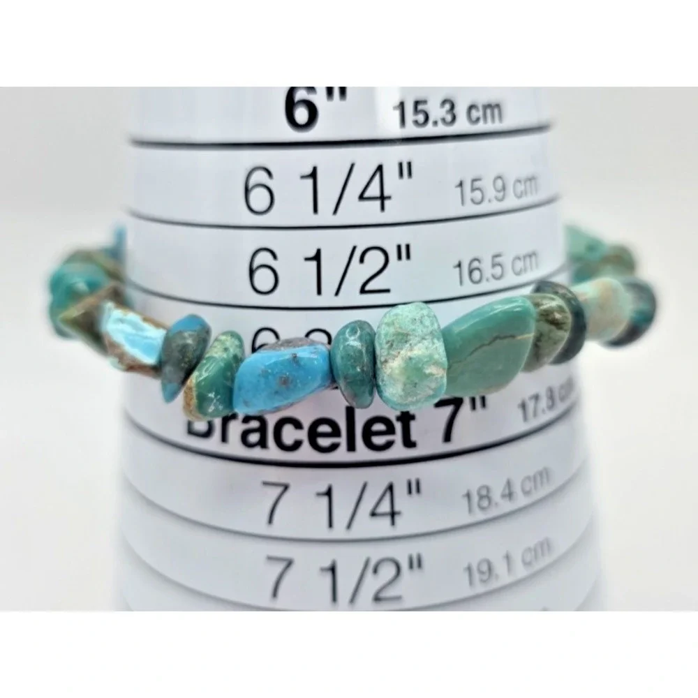 American Turquoise Gemstone Bracelet Natural Stretchy 6 3/4